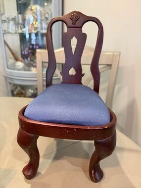 American Girl Mahogany Doll Chair with Blue Seat